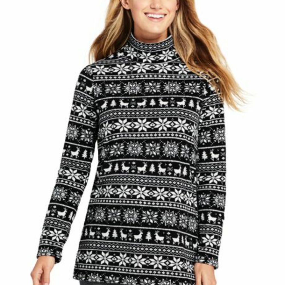 Lands End Fleece Turtleneck Tunic Sz S